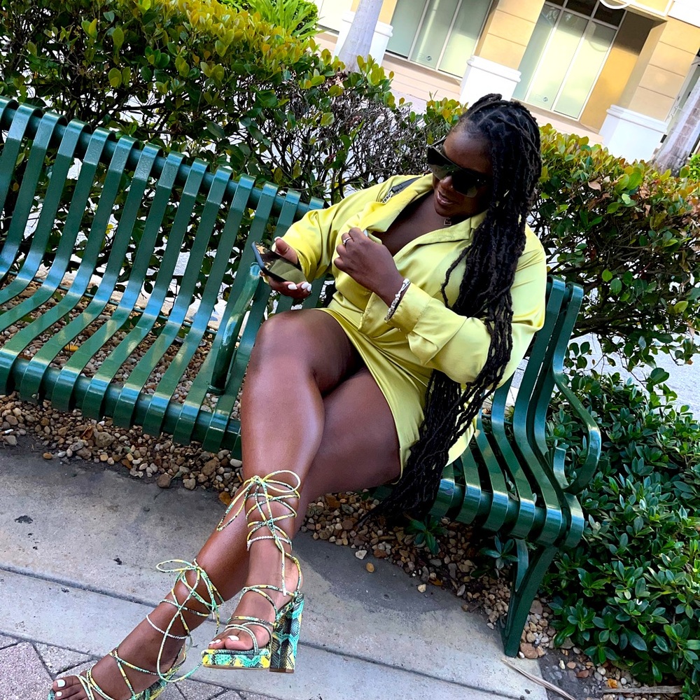 Slip Into Sexy Satin Mini Dress - Lime - Picture 2 of 2